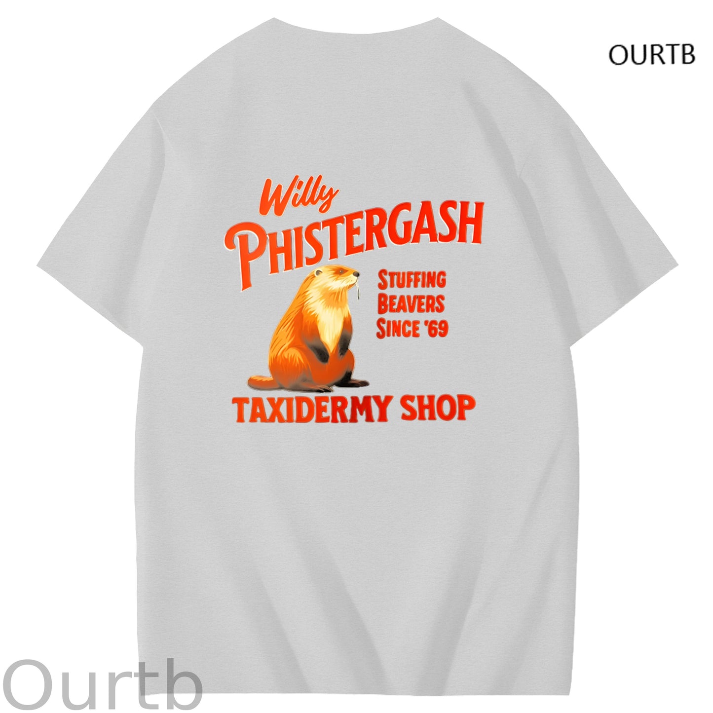 Willy Phistergash Stuffing Beavers Since'69 Taxidermy Shop Art Pattern Print T-Shirt