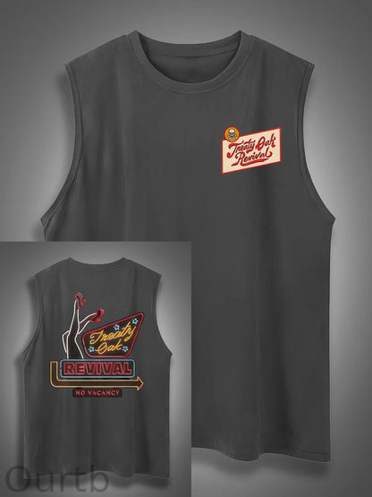 Treaty Oak Revival Print Cotton Sleeveless Tank Tops