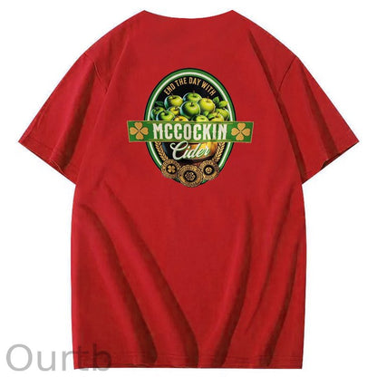 Mccuckin Cider Print Pattern Crew Neck T-Shirt